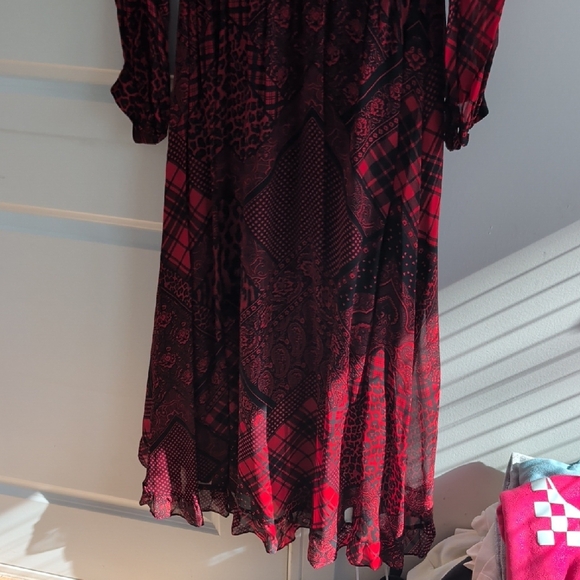 The Kooples Red and Black Geometric Long Sleeve Dress - Picture 9 of 9